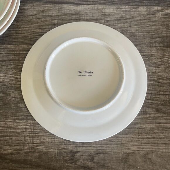 Vintage Fine Porcelain China Set Of 4 White Pink Band With Flowers Plates 7.5” - Picture 3 of 6